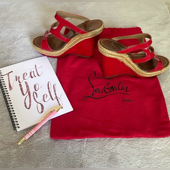 CHRISTIAN LOUBOUTIN PLATFORM
ESPADRILLE WEDGE SIZE 6 BARELY WORN - Picture 1 of 4